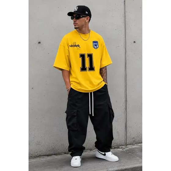 Camiseta Oversized Ney 11 Preta Look Mandrake Futebol Brasileiro