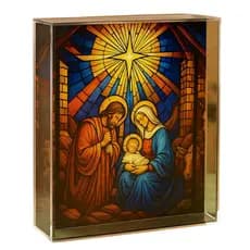 Moldura Presépio de Natal em Acrílico 25x25cm Decoração Natalina Casa Escritório