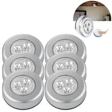 6 Luminárias Toque Portátil 3 Leds Casa Escritório Hotel
