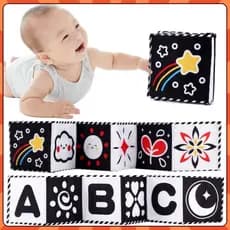 Livro De Pano Macio Para Bebês Alto Contraste Preto E Branco Sensorial Brinquedos De Pequeno Porte