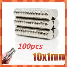 100 Peças Super Ímã Neodímio Disco 10x1mm N35 Potente