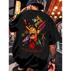 Camisa Preta F/C Usopp Anime One Piece Camiseta Estilo Otaku Geek Nerd 100% Algodão Unissex Top