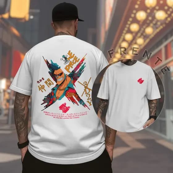 Camiseta F/C Mugiwara Franky One Piece Algodão Premium Inspirada Geek Otaku