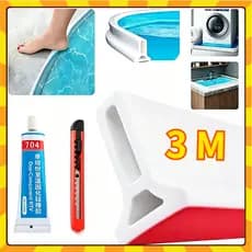 1.5M/2M/3M Peitoril Silicone Barreira Água Pia Cozinha + Cola Reforço
