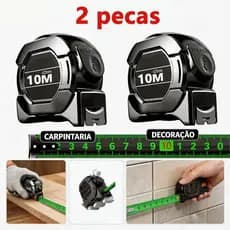 2 Peças Trena Profissional Fita Métrica Fluorescente Com Trava 10M