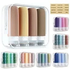 Kit Viagem 4 Frascos Silicone Pote 90ml Shampoo Creme