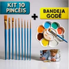 Kit com 10 Pincéis artísticos para pintura cerdas macias, aquarela, guache, pintura a óleo, acrílico