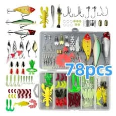 Kit de Iscas Artificiais 78 Peças para Pesca de Tucunaré e Traíra - Água Doce e Salgada