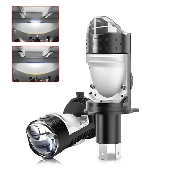 H4 LED Projetor Farol 10000LM 55W Hi Lo Beam Para Carro e Motocicleta Mini Lente Plug&Play