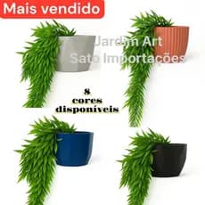 Buquê Bambu da Sorte Pendente Artificial 5 Galhos com Vaso Cerâmico Plástico 8 Cores e musgo