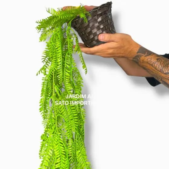Vaso Trançado + Planta PENDENTE  SAMAMBAIA Verde Artificial Arranjo De Parede PT15