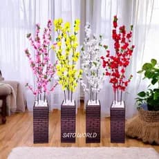 Vaso Decorativo com Flores de Cerejeira Artificial - Design Sofisticado em Fibra Trançada COLU