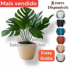 Arranjo Costela de Adão Artificial com Vaso Moderno 30cm c/ musgo