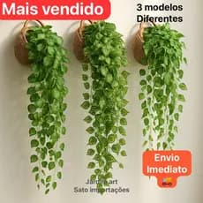 Kit com 6 cordão Arranjo Trepadeira Folha de HERA + 2 Vaso Trançado GRANDE PT15