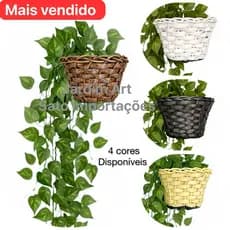 Planta Artificial Melancia Pendente com Vaso Decorativo 4 Cores Disponíveis 1v2c PT11