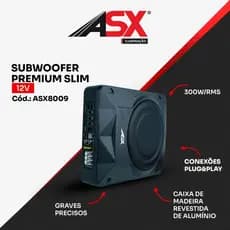 Caixa De Som Asx Subwoofer Premium Slim 300w/rms 12v