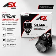 Kit Led Projetor Universal Asx 80w 12000 Lumens Farol Carro