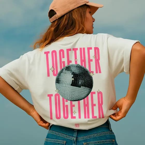 Camiseta Básica e Oversized Algodão Together Together Harry Styles Tour 2026 Pop Turnê One Direction FSH