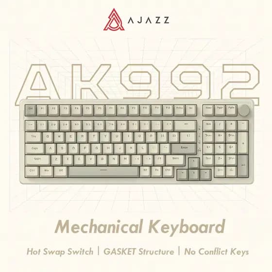 Teclado Mecânico AJAZZ AK992 Bluetooth Sem Fio 2.4G, Com Luz de Fundo, Teclado Gamer Para PC