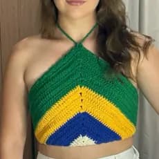 Top de Crochê COPA BRASIL TOP Triângulo MODA CROCHÊ Tendência 100% Algodão Saída de Praia