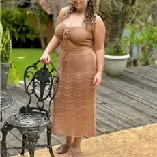 Saia de listra Midi cor única Vazada com Forro exclusiva estilosa look diário sofisticado
