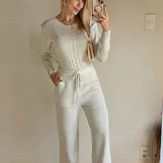 Conjunto Feminino Trança com Bolso Conjunto de Inverno em Malha Conjunto de calça Exclusiva
