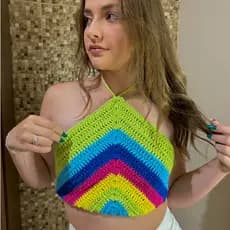 Top de Crochê VIRGINIA Carnaval TOP Triângulo MODA CROCHÊ Tendência 100% Algodão CORES da Virginia