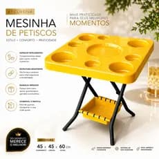 Mesa Dobravel com Divisorias Para Petiscos e Bebidas Mesinha Petisqueira - Envio Imediato!