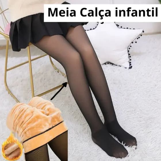 Meia Calça Infantil Térmica Forrada Peluciada Ultra Quente e Super Elástica Slim - Estilo Perfeito para o Inverno