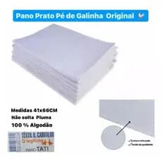 kit Panos De Prato Branco Liso 100% Algodão Grande Grosso Legitimo Pé de Galinha
