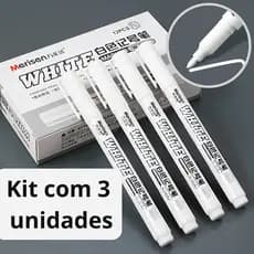 KIT Canetas Branca Artística Ponta Fina – Ideal para detalhes em desenhos, Papel Escuro e Personalização
