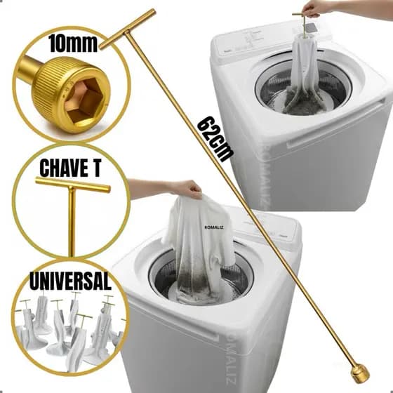 Chave T Canhão 10mm Longa 62cm para Agitador Máquina de Lavar | Ferramenta Universal