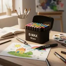 Kit 60 Cores De Canetinhas Touch Pontas Duplas Com Estojo Sortimento para colorir caderno de desenho