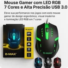 Mouse Gamer Para Jogos 3600 Dpi Com Fio Rgb Com Led 7 Cores notebook PC ergonômico dpi ajustável