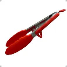 Pegador Inox com Silicone Resistente ao Calor 34cm Vermelho ou Preto com Pézinho p Saladas Macarrão