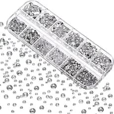 12 Strass Pedrinhas Brilhantes de Múltiplos Tamanhos Prata