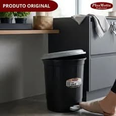 Lixeira de Plástico Pedal Tampa Banheiro Escritório Cozinha Cesto Lixo  Redondo 7 Litros Lilás Preto