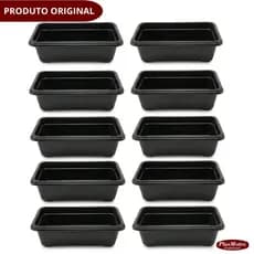 Kit Vasos Floreiras Jardineira De Plástico 1,7 Litros Preto e Verde de Flor Horta Tempero Grande