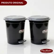 Kit 2 Lixeiras Redondas Com Pedal 7l Litros Preta Funcional Cozinha Banheiro Lavanderia Escritório