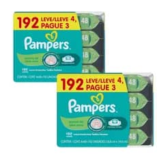 Lenços Umedecidos Pampers Aloe Vera com 384 unidades - Tampa Abre  Fecha
