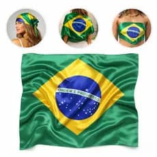 Lenço de Cetim 90x90cm e 70x90 Look Fashion Feminino Multiuso Bandeira do Brasil Copa 2026 Hexa Bandana