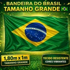 Bandeira do Brasil 1,80x1m Grande | Poliéster Verde Amarela para Eventos, Copa e Decoração Nacional