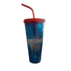 Copo Canudo Superman 700ml – Azul com Tampa Vermelha