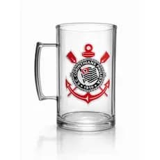 Caneca de Acrílico Corinthians 500ml – Transparente com Escudo do Timão