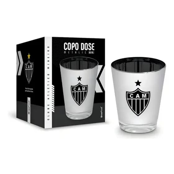 Copo Dose Atlético Mineiro 55ml Vidro Metalizado Produto Licenciado CAM