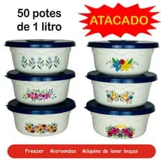50 unidades de Potes plásticos de 1000ml - ATACADO - Pote organizador, marmita, mantimentos, vasilha