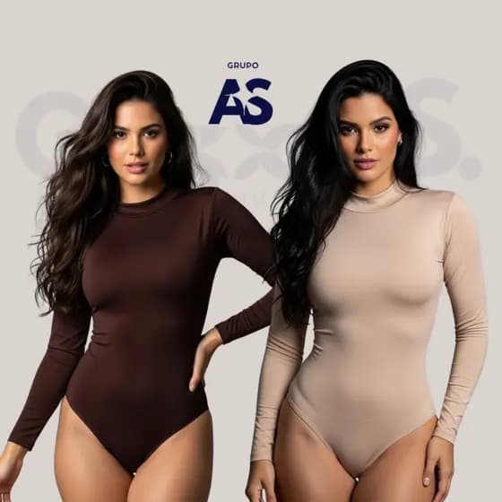 Kit 2 Body Gola Alta - Moda Feminina Manga Longa Confortável Tecido Suplex Dia a Dia Faculdade