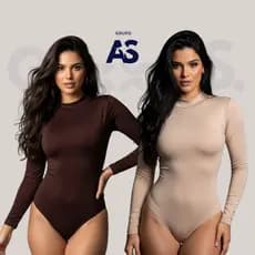 Kit 2 Body Gola Alta - Moda Feminina Manga Longa Confortável Tecido Suplex Dia a Dia Faculdade