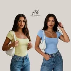 Kit 2 Blusinha Baby Look - Casual Básico Dia a Dia Elegante Tecido Suplex Faculdade Trabalho
