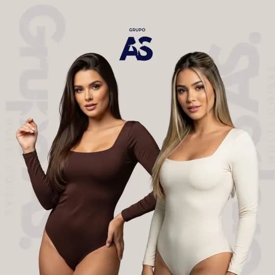Kit 2 Body Gola Quadrada - Tecido Suplex Manga Longa Dia a Dia Confortável Elegante Tendência